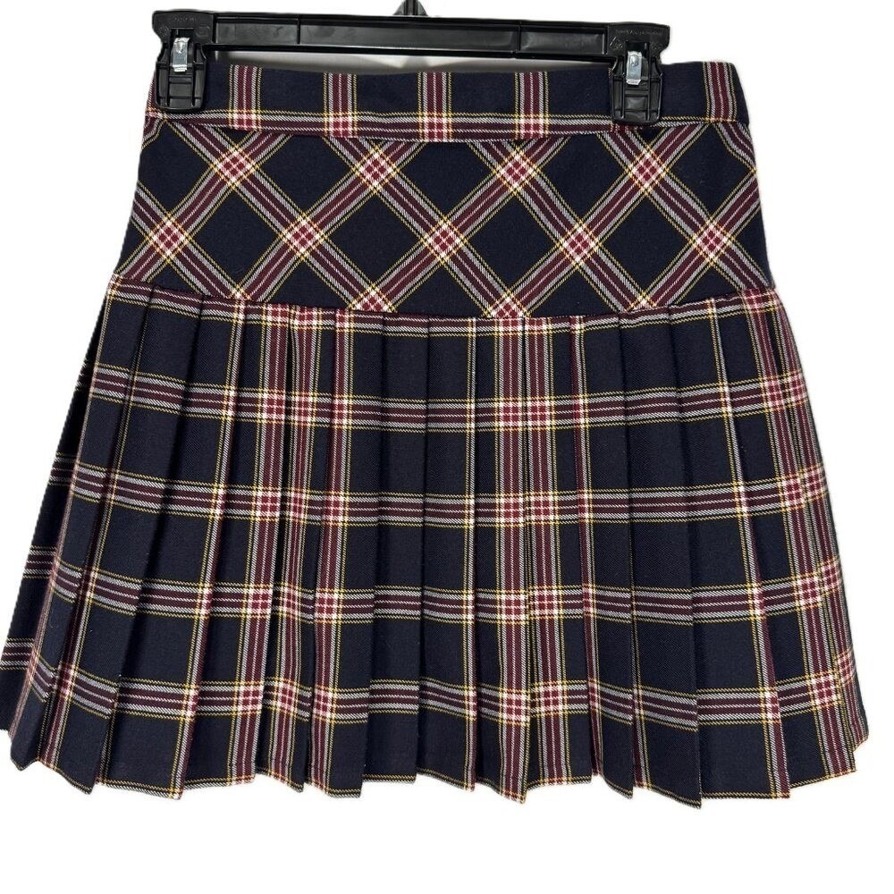 Plaid Wrap Pleated Mini Skirt Juniors M Womens S Preppy Dark Academia Y2K Grunge - Picture 2 of 8